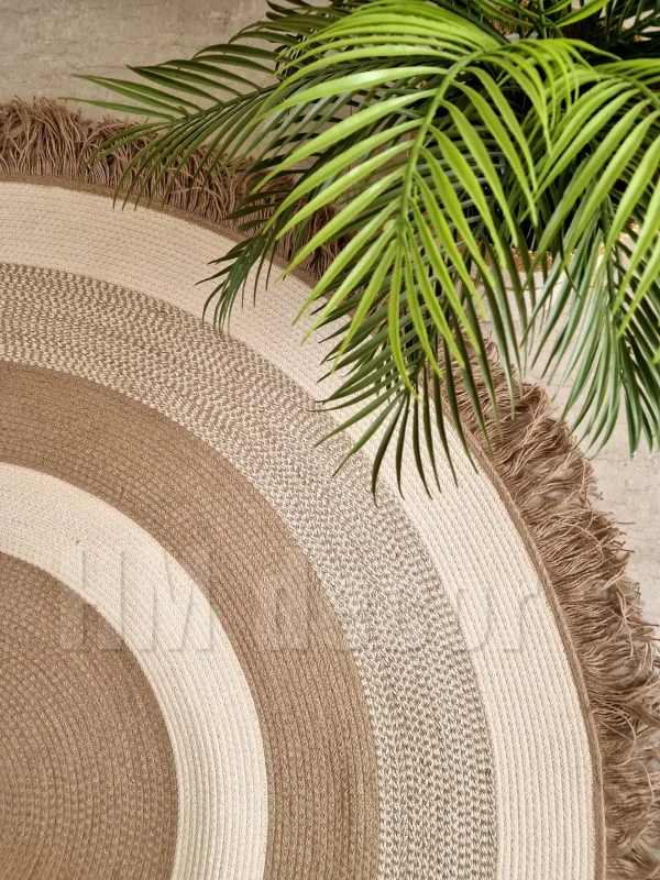 Round jute&cotton with tassels rug shape10