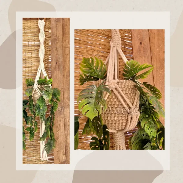 wall hang shape 70 macrame hanging with pot&plant 9