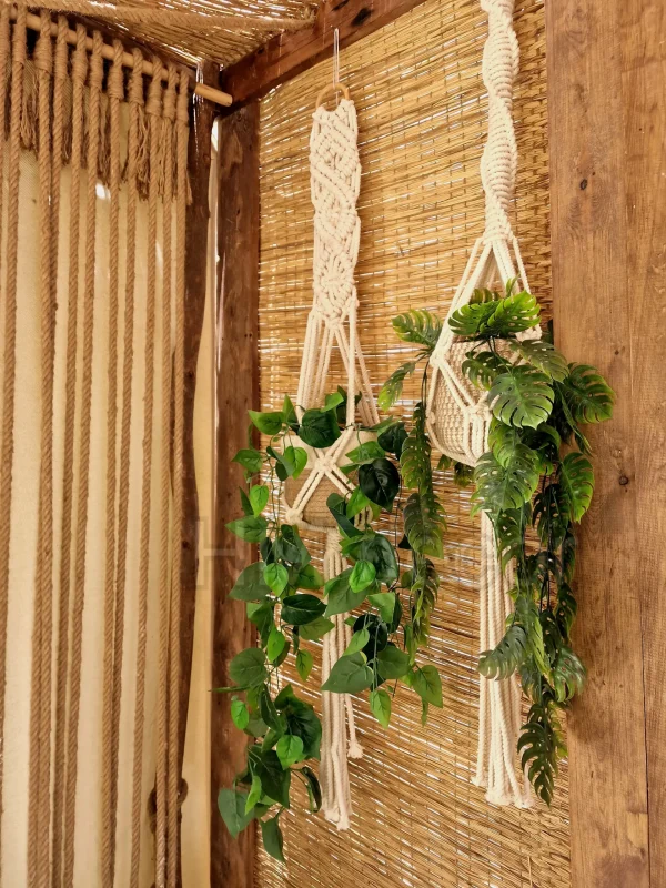 wall hang shape 74 macrame hanging with pot&plant 9
