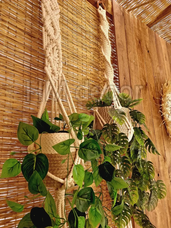 macrame hanging with pot&plant 10