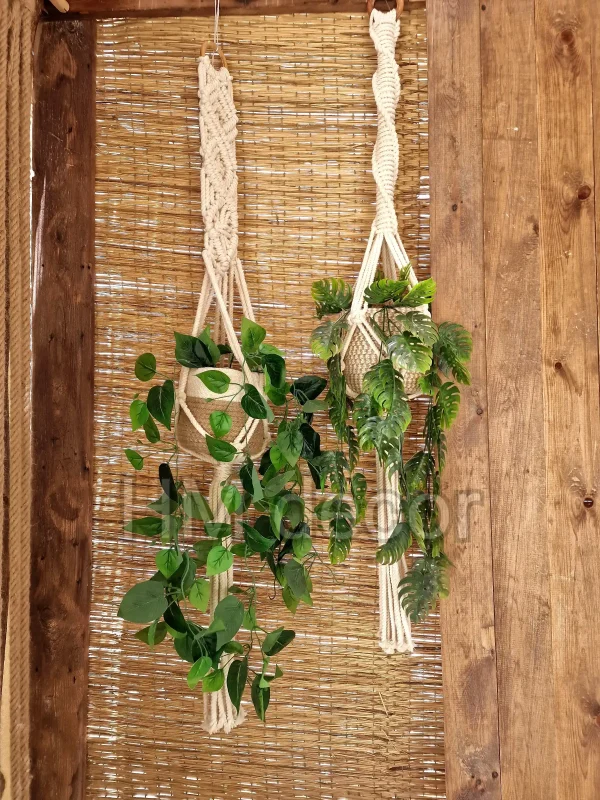 macrame hanging with pot&plant 10