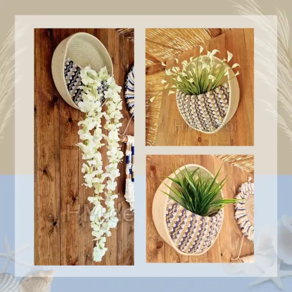 macrame hanging with pot&plant 11