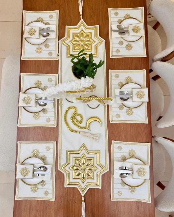 24 Mesaan dinning table Runner & placemats & table pouch
