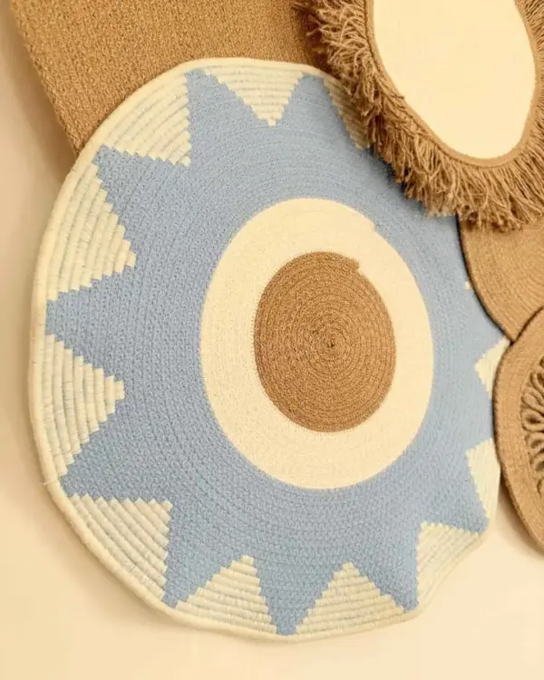 jute & cotton wall decor shape1 (blue)