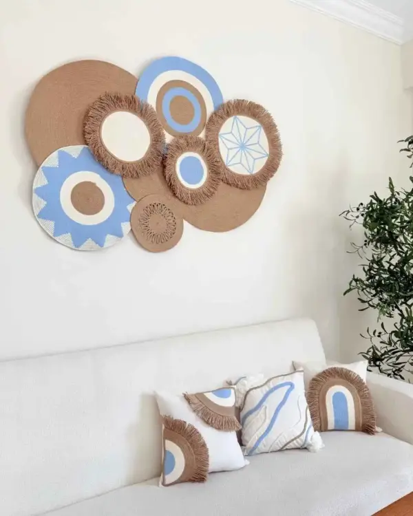 jute & cotton wall decor shape1 (blue)