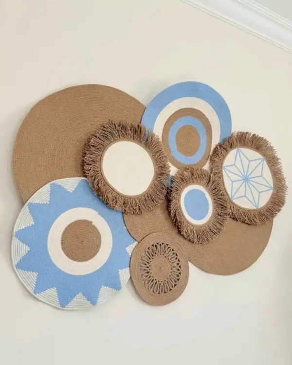 jute & cotton wall decor shape1 (blue)